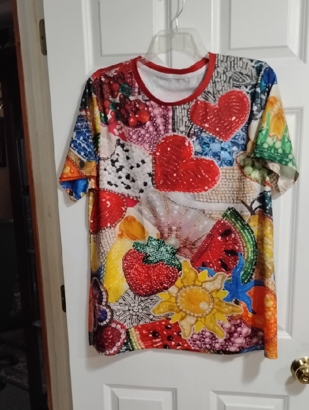 Multicolor Graphic Fruit & Heart Print T-Shirt